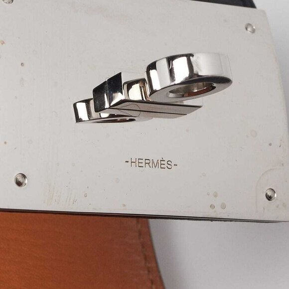 Hermes Black Box Leather Palladium Plated Kelly Dog Extreme Bracelet Size L - Picture 8 of 8